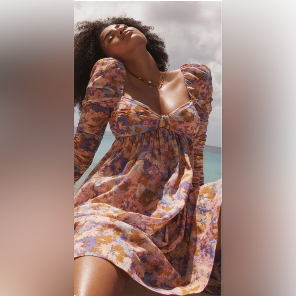 Zimmermann Peach, Lavender & Gold Smocked Floral Top